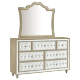 Best Furniture Outlet - Coaster - Antonella 7-drawer Upholstered Dresser with Mirror Ivory - 223523M